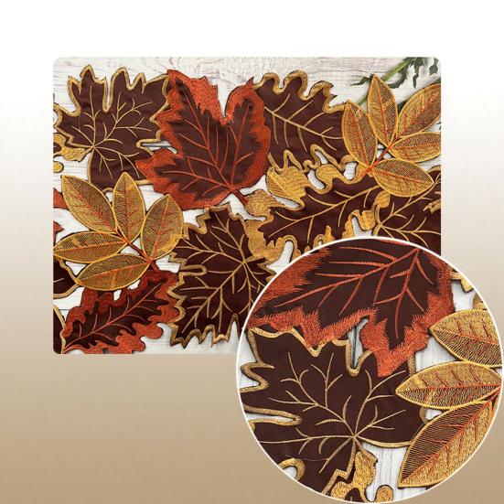 Maple Leaf Table Runner Embroidered Autumn Leaf Table Runner Irregular Rustic Table Runner for Home Farmhouse Dining