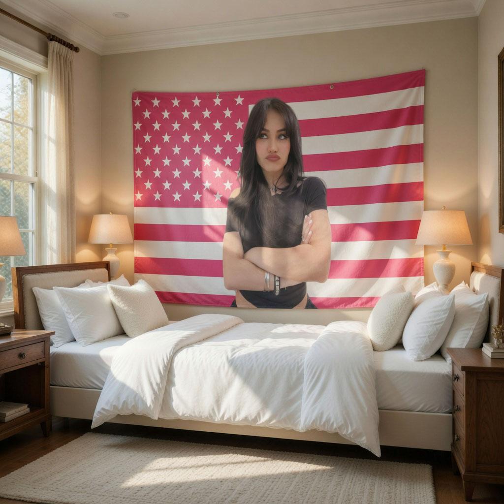 Pink American Flag Tapestry Wall Hanging Cute Dorm Bedroom Decor Trendy Patriotic Flag Art Poster Ideal Gift for Teens