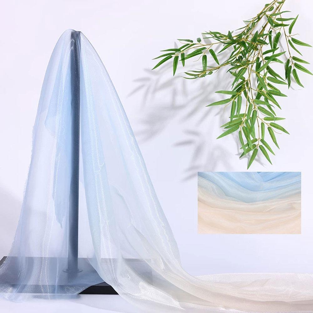 1 Yard/Width 140cm Organza Fabric Colorful Gradient Transparent Texture Voile Gauze Transition Color Mesh Fabric Designer Fabric