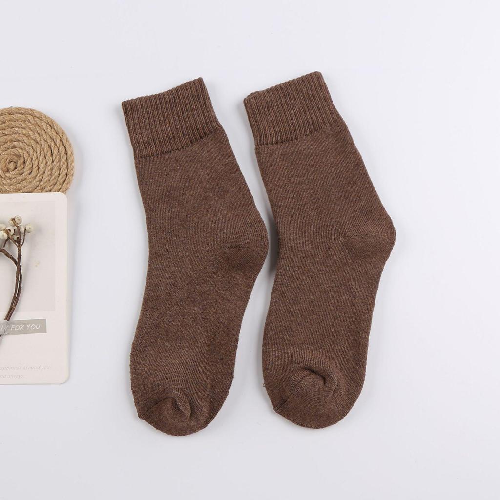 Terry Mid-Calf Socks: Warm, Thick, Velvet-Enhanced Cotton for Men & Women - Perfect for Autumn & Winter