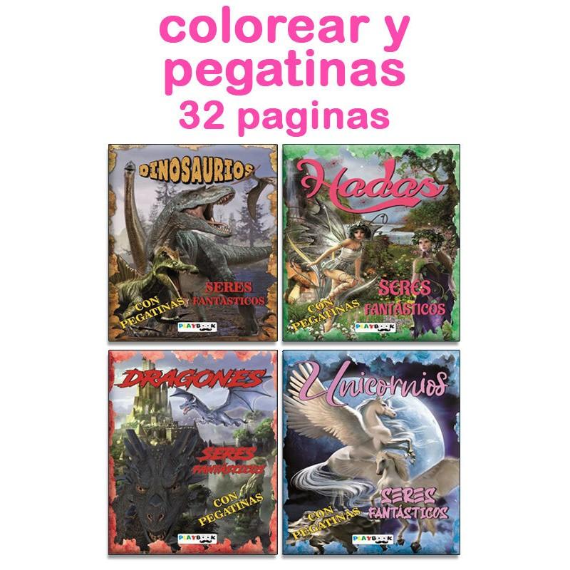Libro seres fantásticos con pegatinas 32 páginas 21x29,7cm 8 unidades.