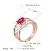 Red Natural Zircon Bride Wedding Ring Fashion Crystal Flower  Rose Gold  Color Mix Fine Daily Jewelry Women