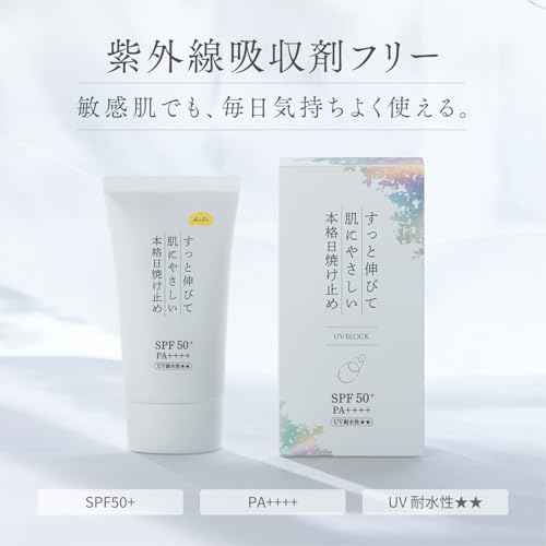 Sunscreen Makeup Base Cream Colorless 40g Face Non-Chemical Formula Free UV Absorbers SPF50+ PA++++ Waterproof Contains 7 Beauty Ingredients Skincare
