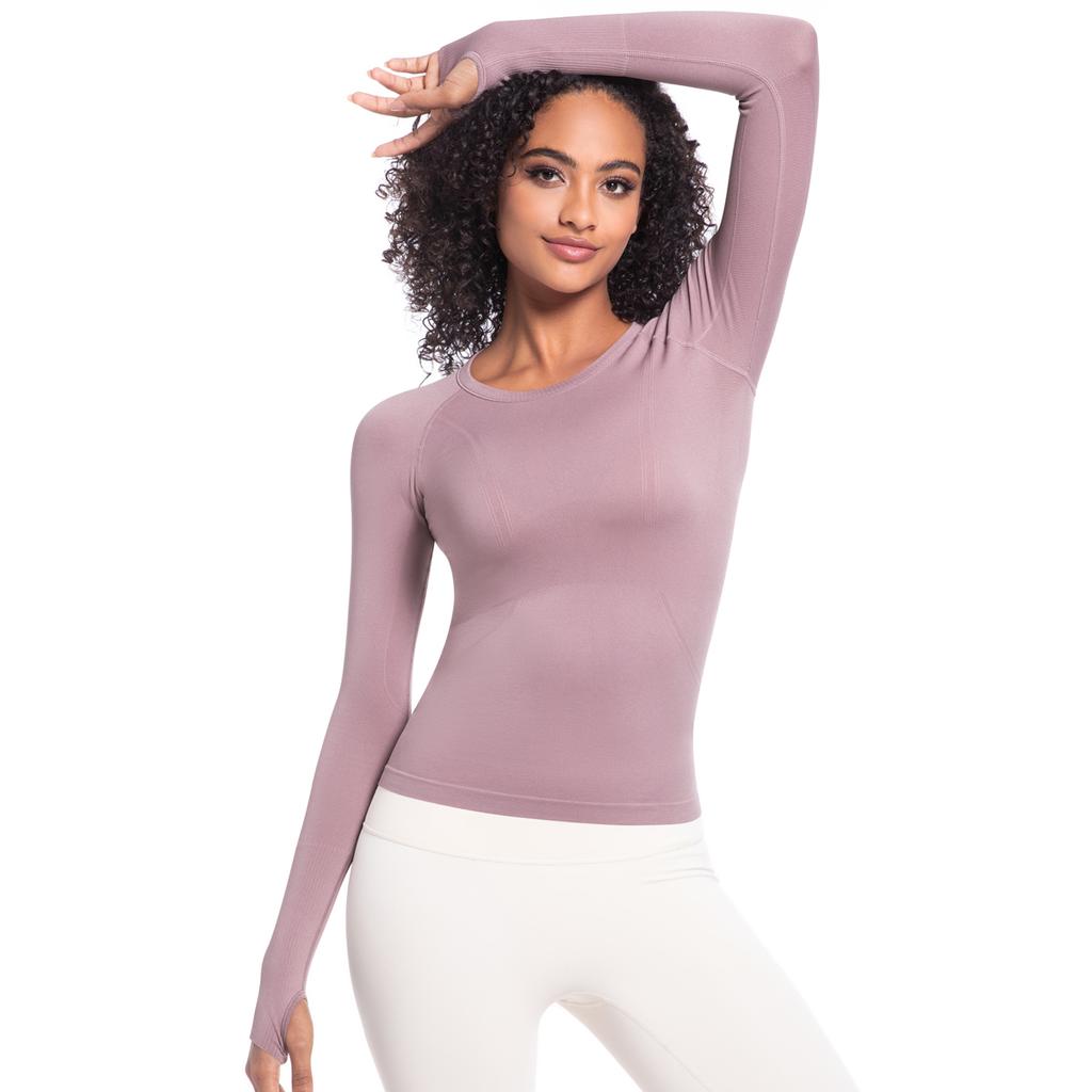 Nessaj Yoga Shirts mit Daumenloch Damen Langarm Sport Fitness Top Schnelltrocknendes Lauf-T-Shirt