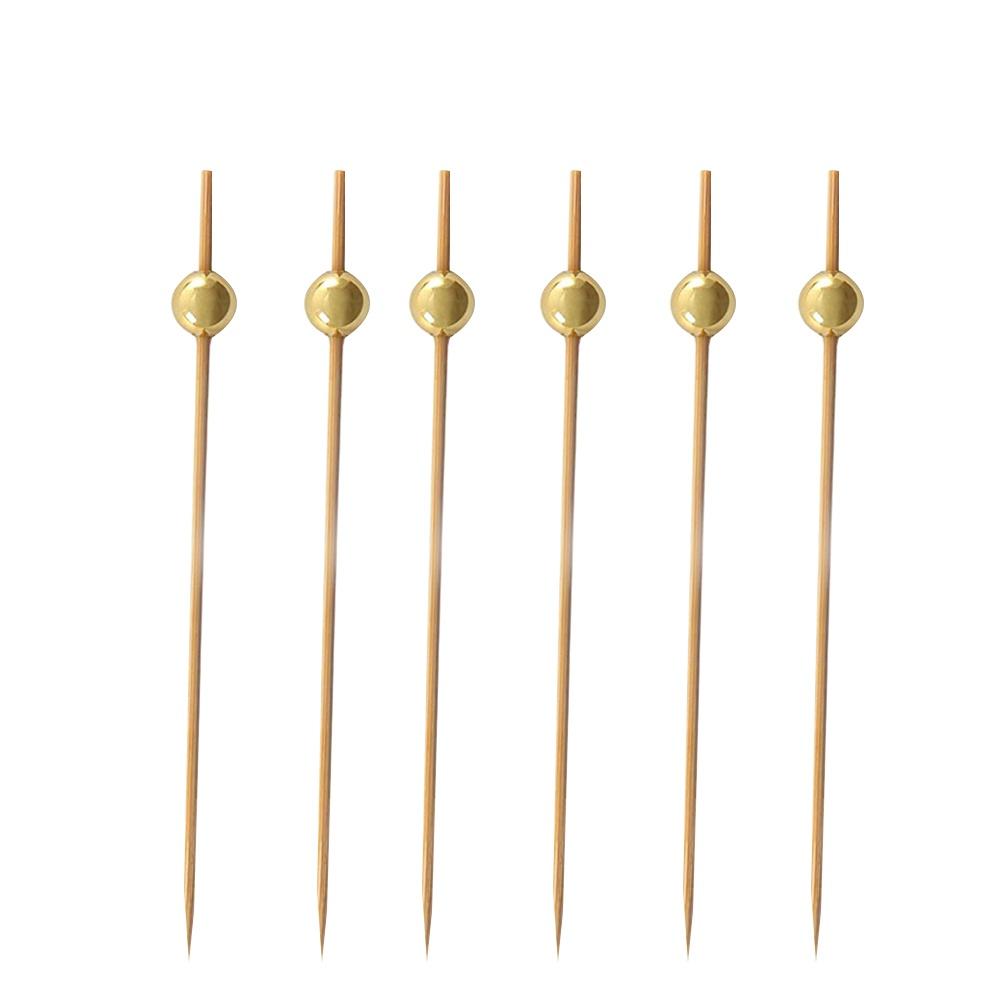 100Pcs Bamboo Cocktail Picks 12Cm Creative Handmade Fruit Sticks Elegant Round Bead Cocktail Stick Appetizer Display for Party