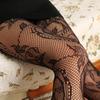 Women Vintage Tattoo Lace Pantyhose Sexy Black Tight Flowers Mesh Stockings