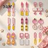 Personalized School Life Ornaments 1 Pair Teacher Earrings for Women, Cute 2D Acrylic Crayon Pencil Backpack Fun Back to Jewelry Number Alphabet