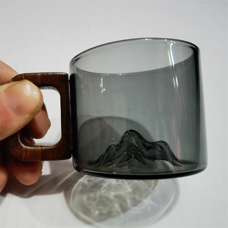 110ML Kleine Kapazität Espresso Glas Kaffeetasse Mit Holztablett Löffel Wiederverwendbare Teetasse Kunst Heim Barista Kaffee Zubehör