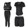 Women's Quick-Dry Yoga Set: Hollow Out Top with Short Sleeves and Tight Pants - 3-Piece Summer Fitness Outfit