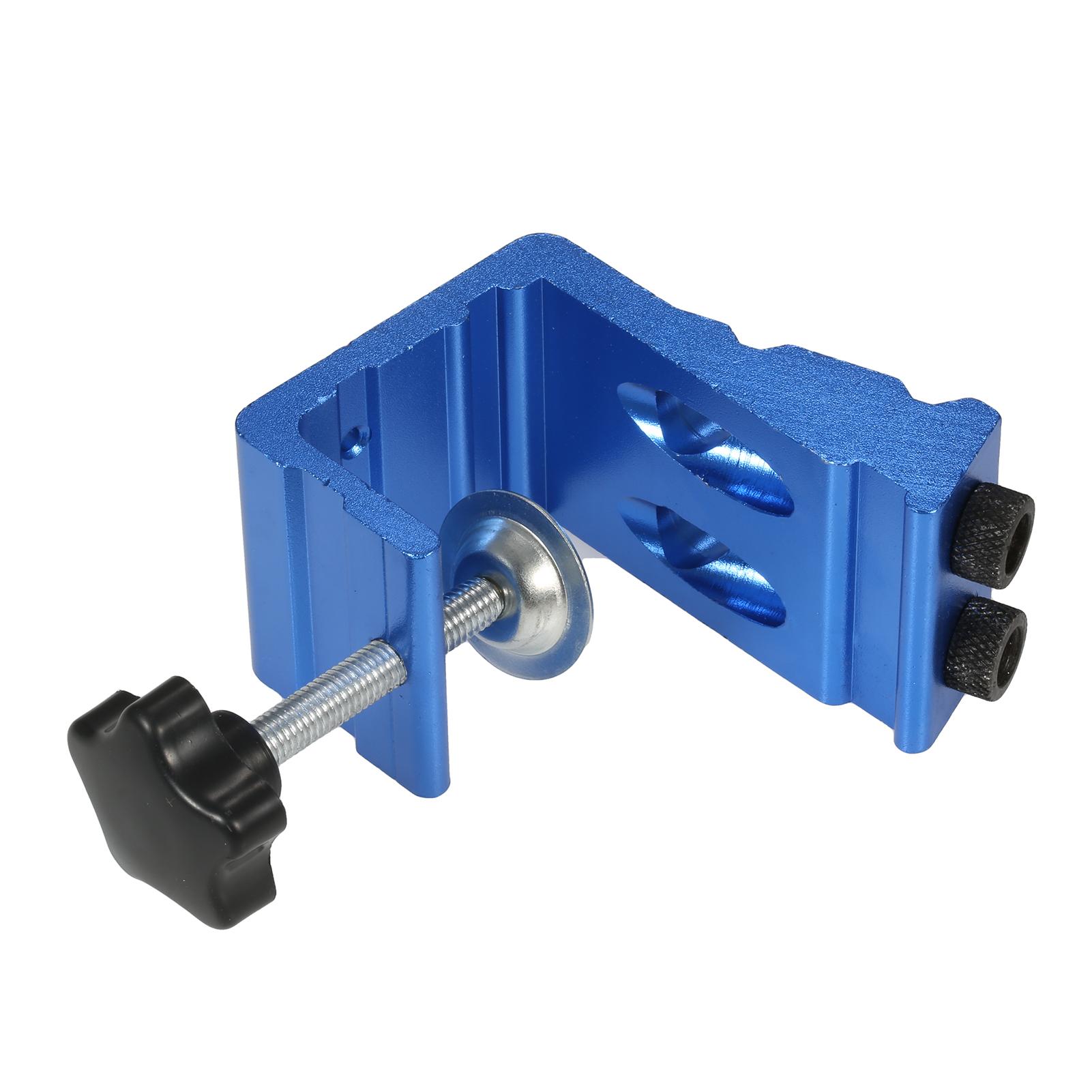 

Geevorks All in One Aluminum Pocket Hole Jig Kit 15 Degree Dowel Drill Joinery Kit Oblique Hole Locator with 9mm Step синий