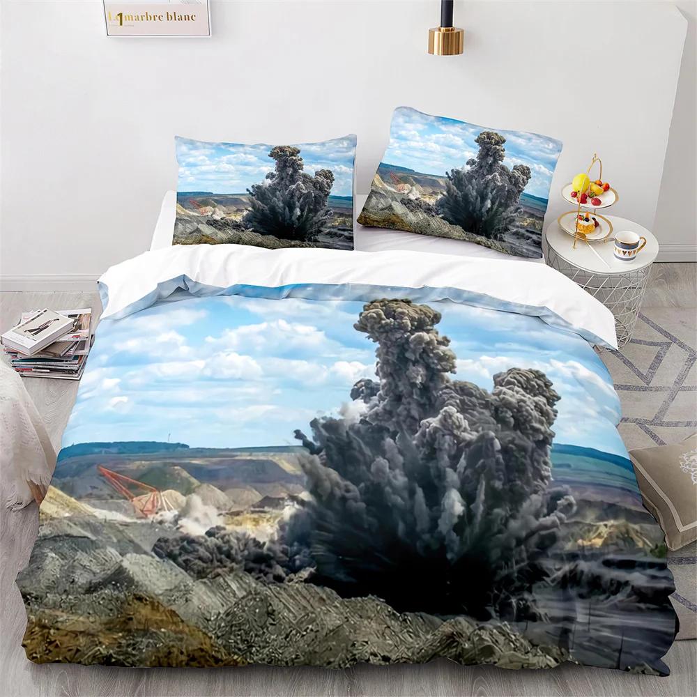 Explode Duvet Cover Orange Firework Shaped Pattern Disaster Theme King Queen Size For Kid Boy Girl Adults For Bedroom Decoration