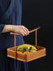 Handmade Bamboo Lacquered Basket - Chinese Retro Tea Set and Snack Organizer