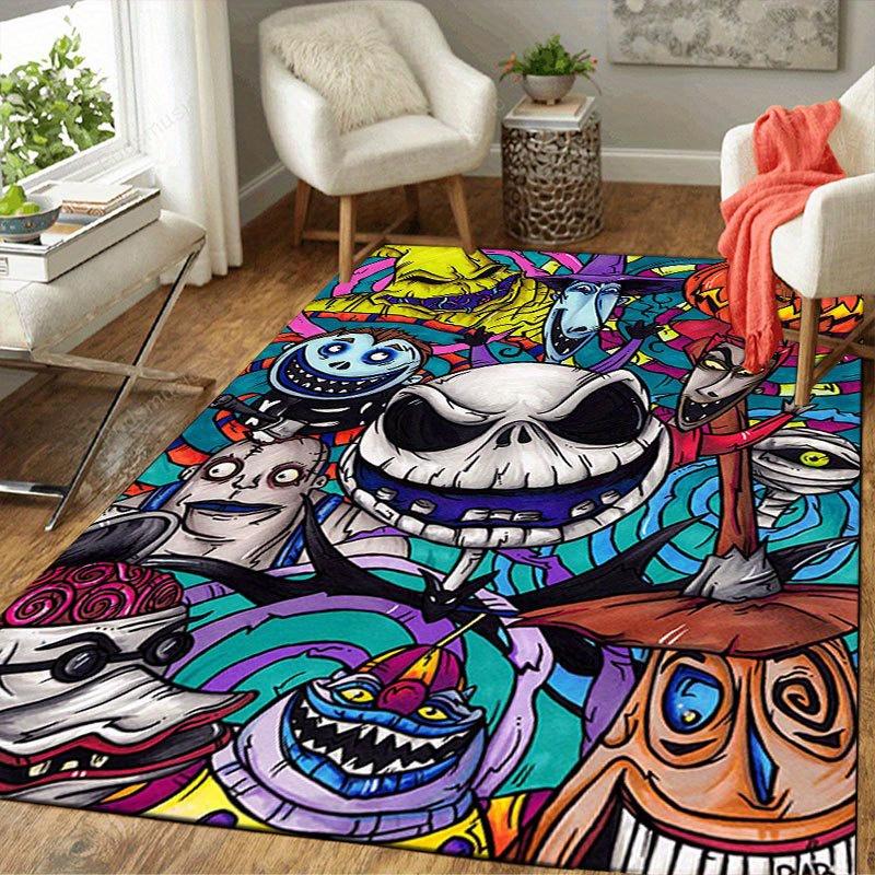 1pc Jack Skellington Pattern Carpet Area Rug Non slip Carpet Hand Washable Floor Mat Suitable For Living Room Bedroom Home Decor Room Decor