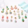 Multi Color Printed Floral Flowers Drop Earrings for Women Ladies Personality Vintage Dangle Earrings Party Jewelry Accessories