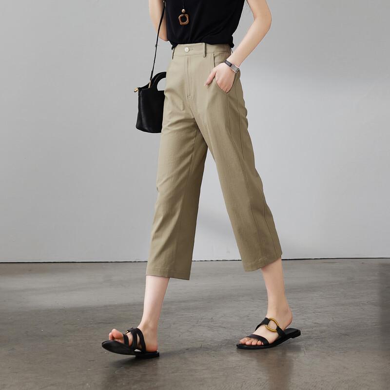 SOFSIL Women's High-Waist Straight-Leg Casual Pants