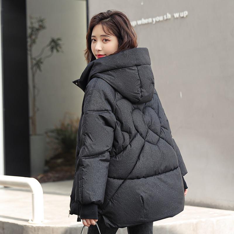 Women's winter down cotton-padded clothes Women's loose hooded cotton-padded jacket Loose versatile thickened warm jacket
