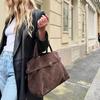 Large Capacity Suede Vintage Tote Bag 2024 New Fashionable Versatile Handbag Travel Bag