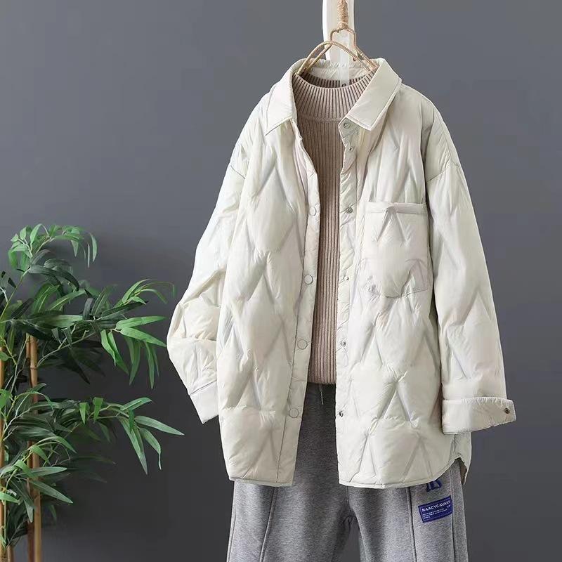 Padded Clothes 2024 New Light and Thin Cotton Clothes Loose Stand-up Collar Warm Winter Literary Shirt Jacket