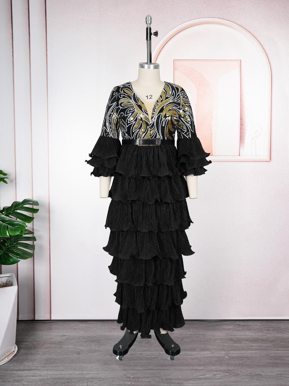 Women`s Three Quarter Sleeve Maxi Dress