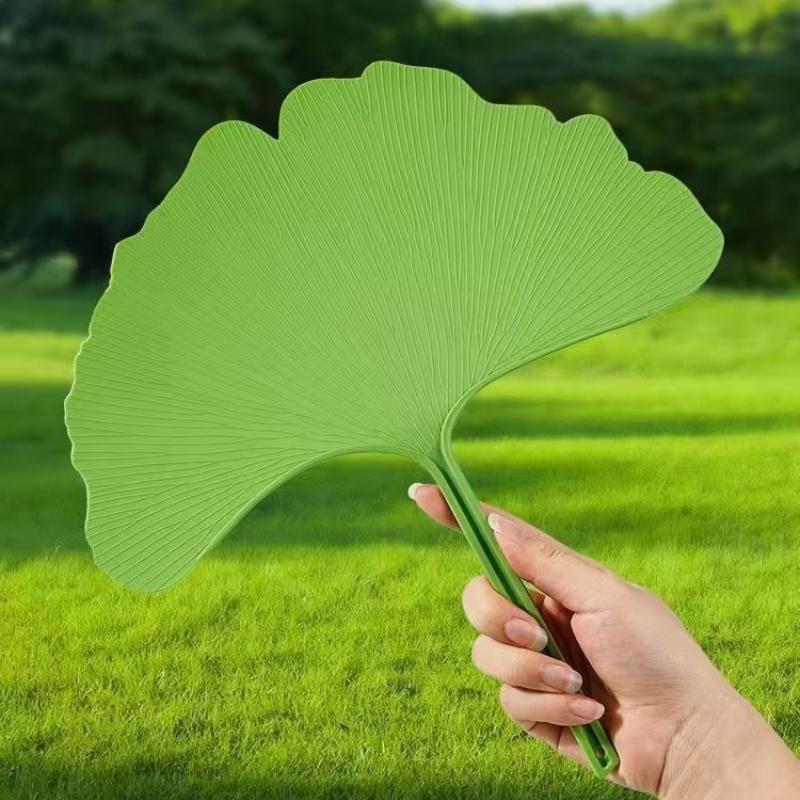 One-piece Molded Ginkgo Biloba Fan Retro Stylish Portable Thick Hard Plastic Handheld Fan Outdoor Summer Cooling Accessory