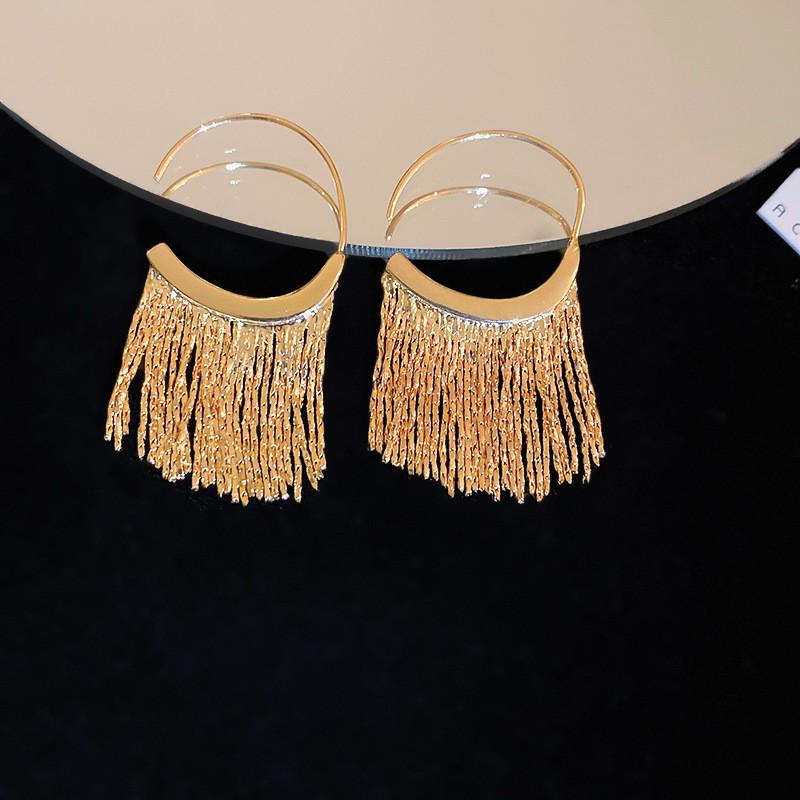 Silver Needle Floral Tassel Earrings - Elegant High-End European & American Style for Women