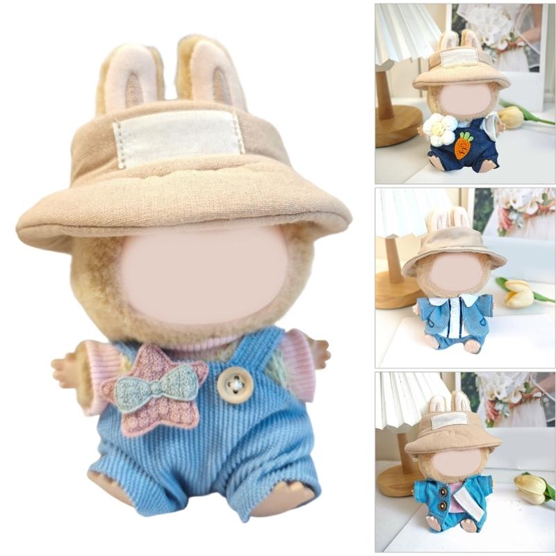 Doll Outfit Set Suspender and Hat For 15cm Figure Doll Soft Polyester Doll Overalls Matching Hat Doll Display Clothing