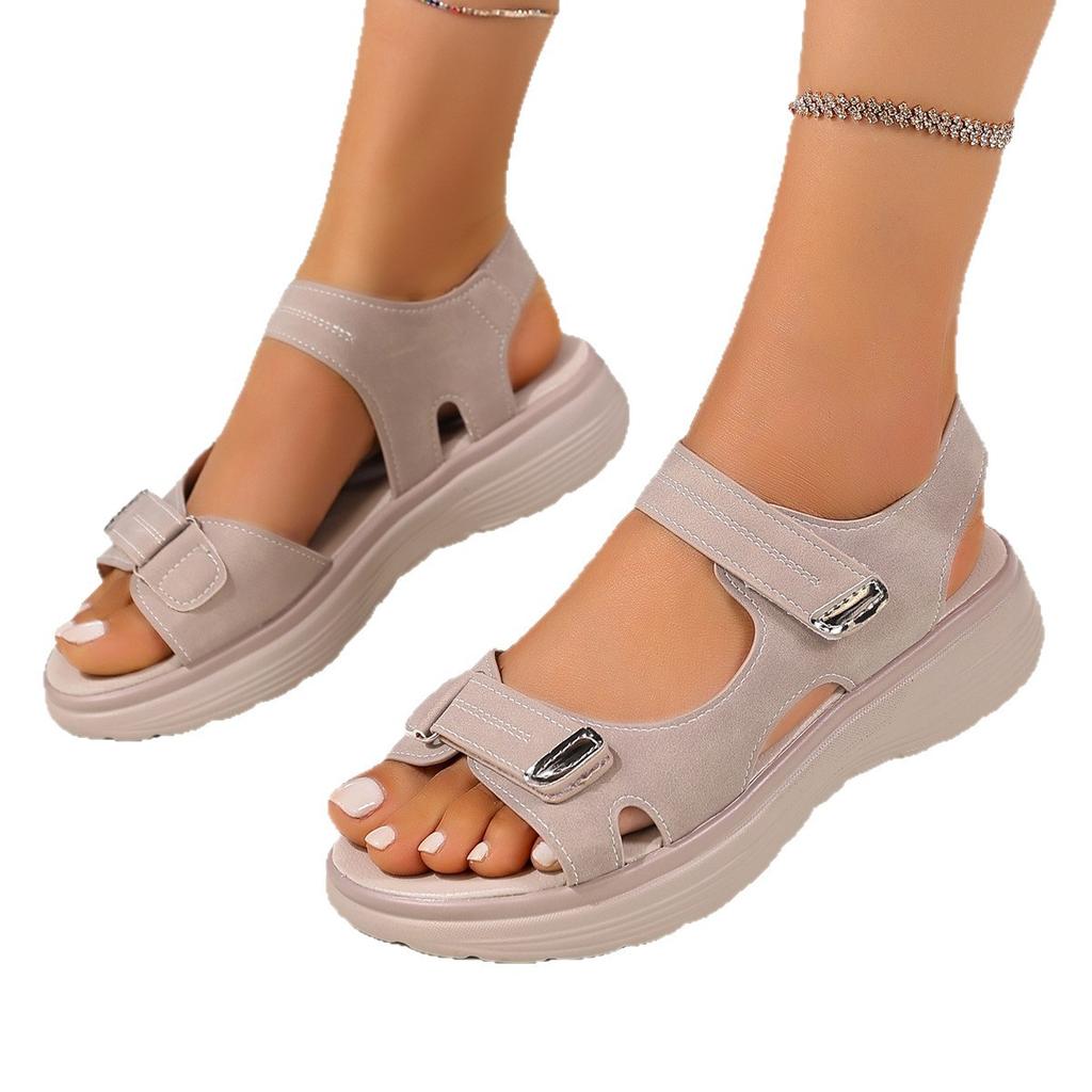 Summer new large size platform casual sandals with Velcro sandals women