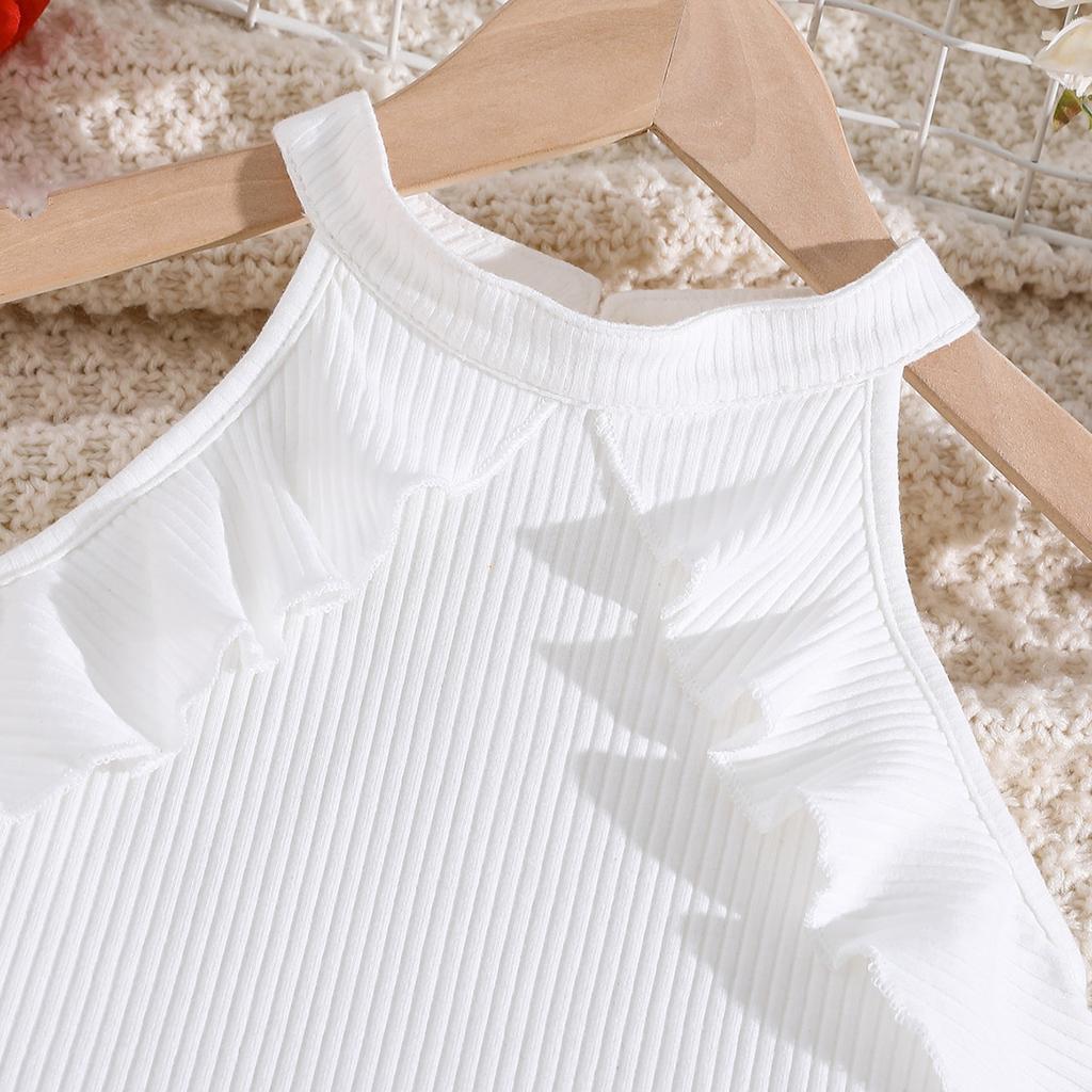 Girls' Fashion Set Summer Children's Halter Lace Sleeveless Short Top Floral Shorts Set