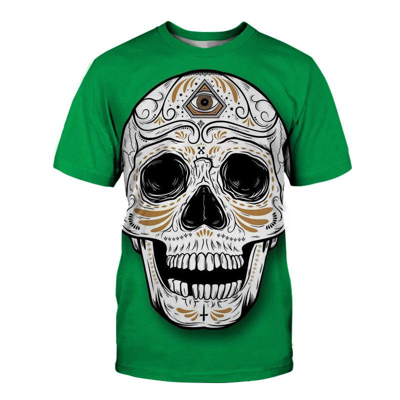 Summer New Anime Skull 3D Printed Round Neck Short Sleeved Women's T-shirt