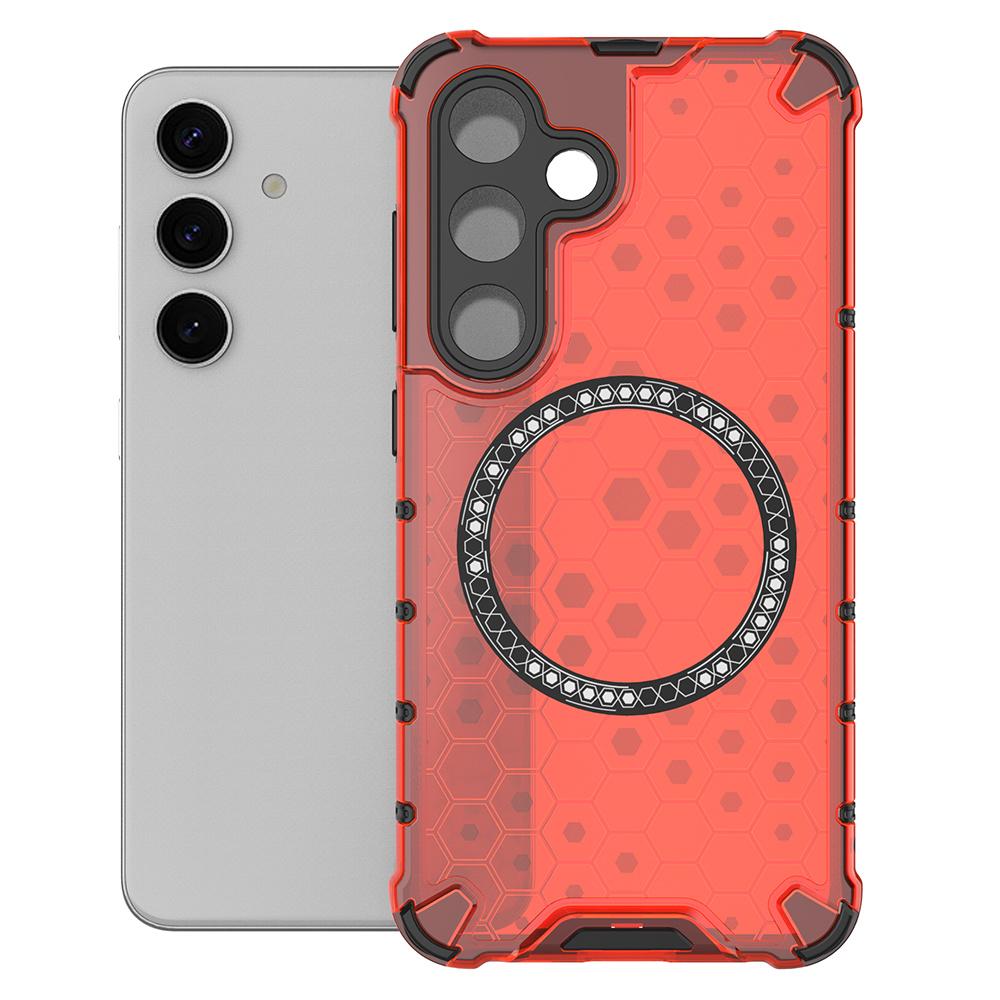For Samsung Galaxy S25 Case Compatible with MagSafe Honeycomb Design TPU+PC Phone Cover