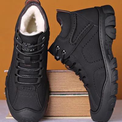 Winter Men Boots Waterproof Casual Leather Boot Outdoor Non Slip Platform Snow Boots Plush Warm Cotton Shoes