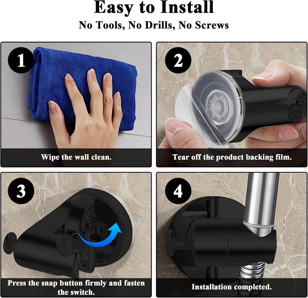 Suction Cup Shower Bracket Punch-free Removable Adjustable Shower Head Bracket Strong Load-bearing Bathroom Shower Base Bracket