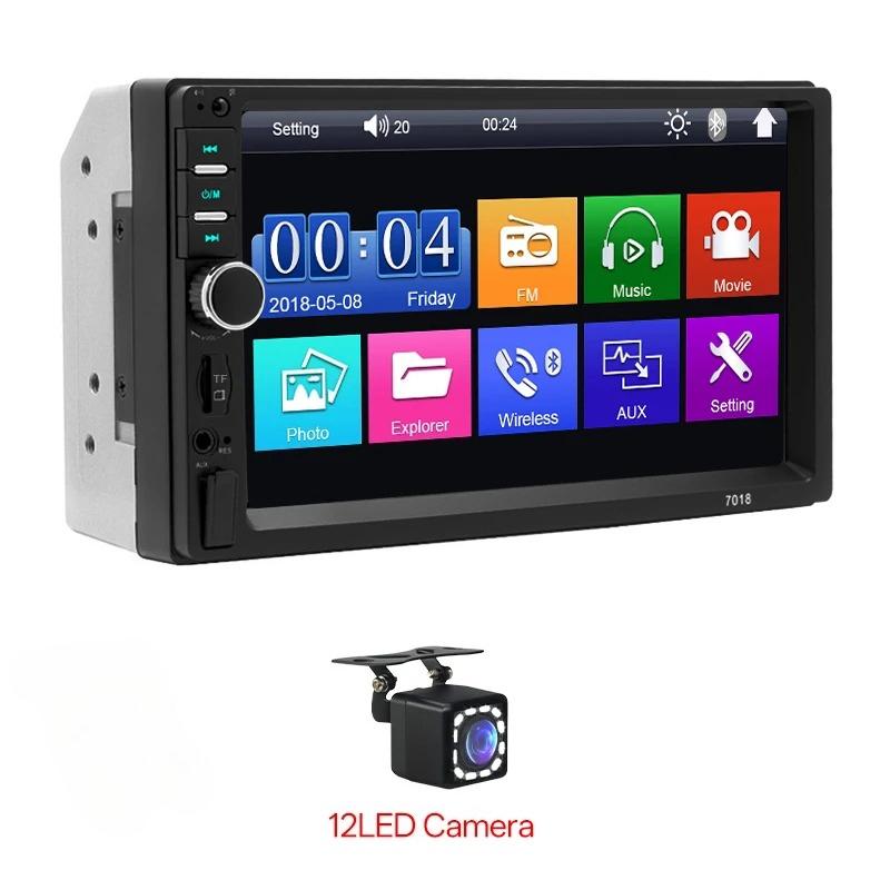 Car Radio 2 Din Bluetooth HD 7" Multimedia MP5 Player Touch Screen FM USB ISO Power Aux Input Support Rear View Camera Car Navigation Screen Dashcam