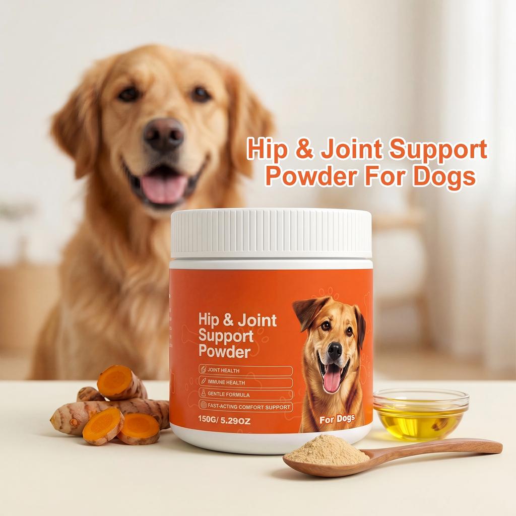 Polvere di Supporto per l'Articolazione dell'Anca per Cani 150g Integratore con Glucosamina Condroitina MSM e Ingredienti Naturali per la Mobilità e la Salute delle Articolazioni Canine