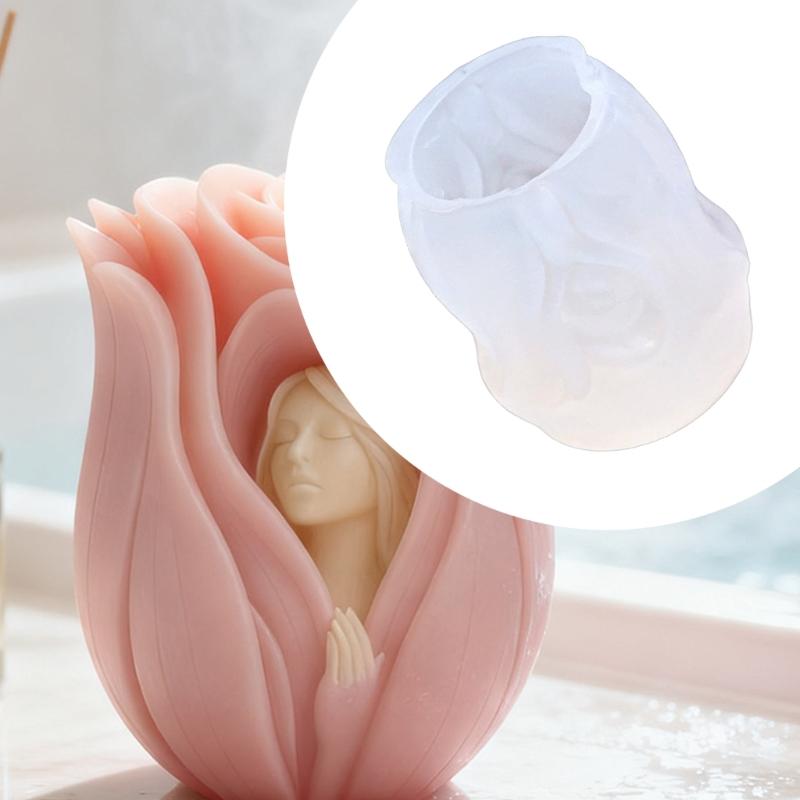 Rose Goddess Silicone Candle Molds Temperature Resistant For Making Candle Soap Wedding Decoration Valentines Day Gift