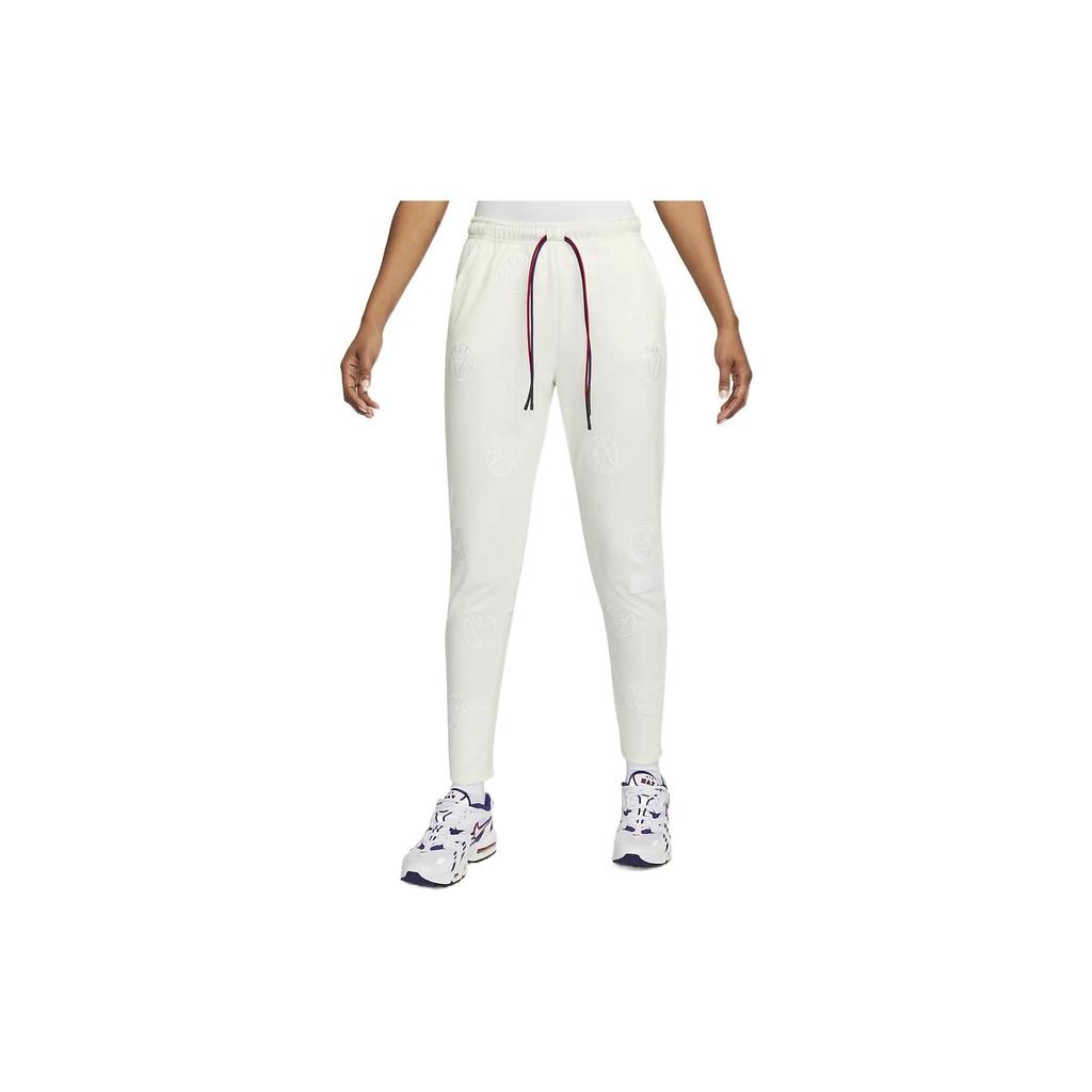 Nike Paris Saint-Germain Solid Color Embroidered Drawstring Cuffed Sweatpants Women Bottoms Off-White DX5697-133