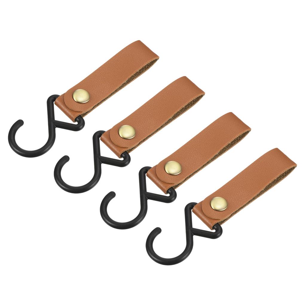 1/2/4pcs Outdoor Camping Triangle S-shaped Hook PU Leather Hook Wind Rope Keychain S Hook Tent PU Clothesline Hook Camping Hook