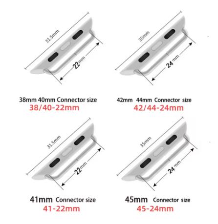 2 Stück Connector Adapter für Apple Watch 44mm 40mm 42 45mm 41mm 38 Anschlüsse Zubehör für Iwatch 6 5 7 8 9 Se Edelstahl