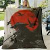 1pc Japanese Samurai Warrior Blanket - Soft Flannel Throw Suitable for Sofa, Bed, Office | Cozy Ultrasound-Stamped Bedspread with Samurai Ink Art Desi
