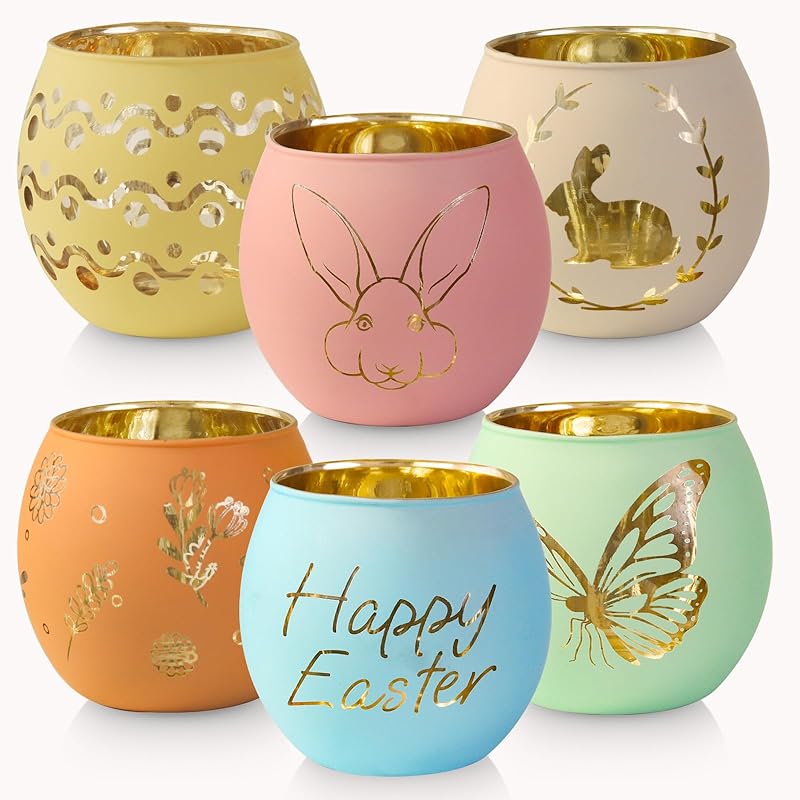 Halloween Table Decor Set of 6, Jack O Lanterns Black Glass Votive Tealight Candle Holders, Halloween Decorations Indoor Party Mantel Coffe Table