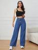 2025 Autumn High-Waisted Wide-Leg Washed Light-Color Casual Jeans