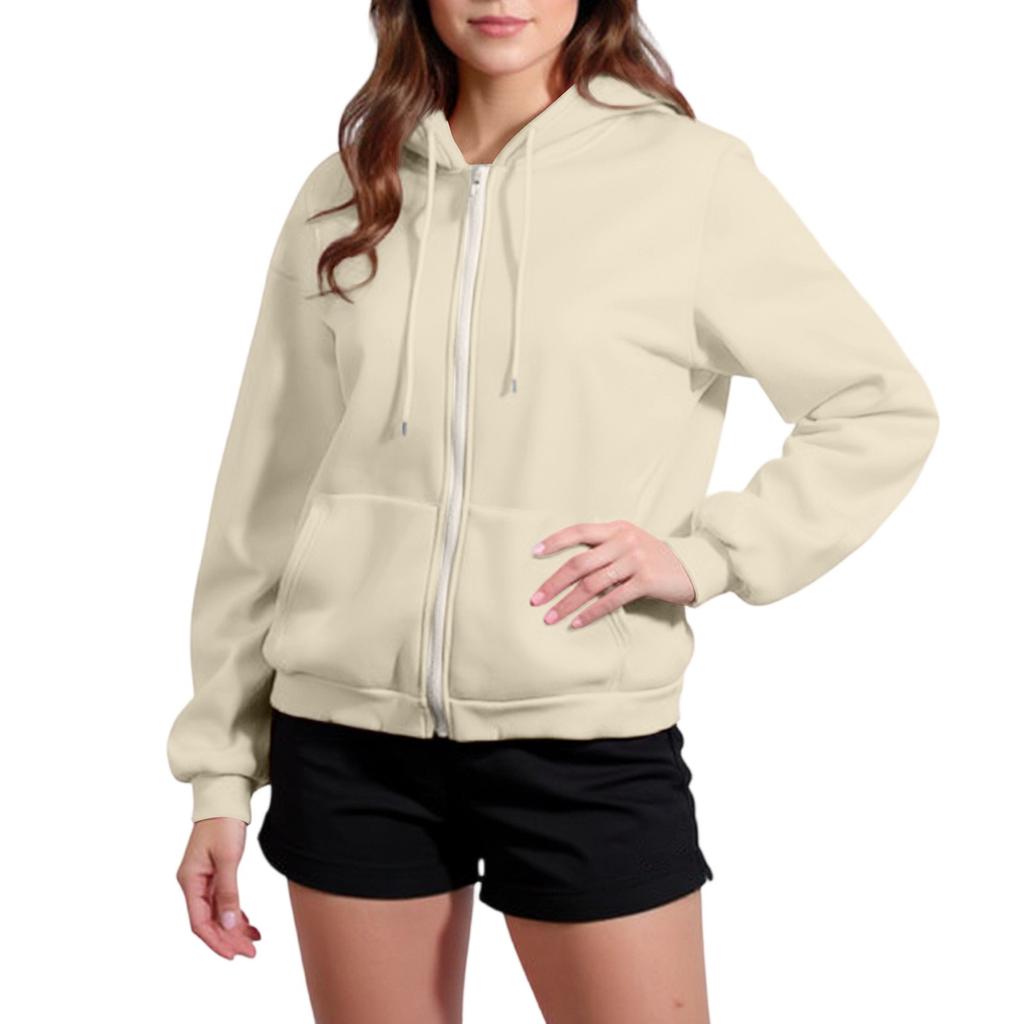 Women's Loose Hooded Sweatshirt Zipper Cardigan Jacket