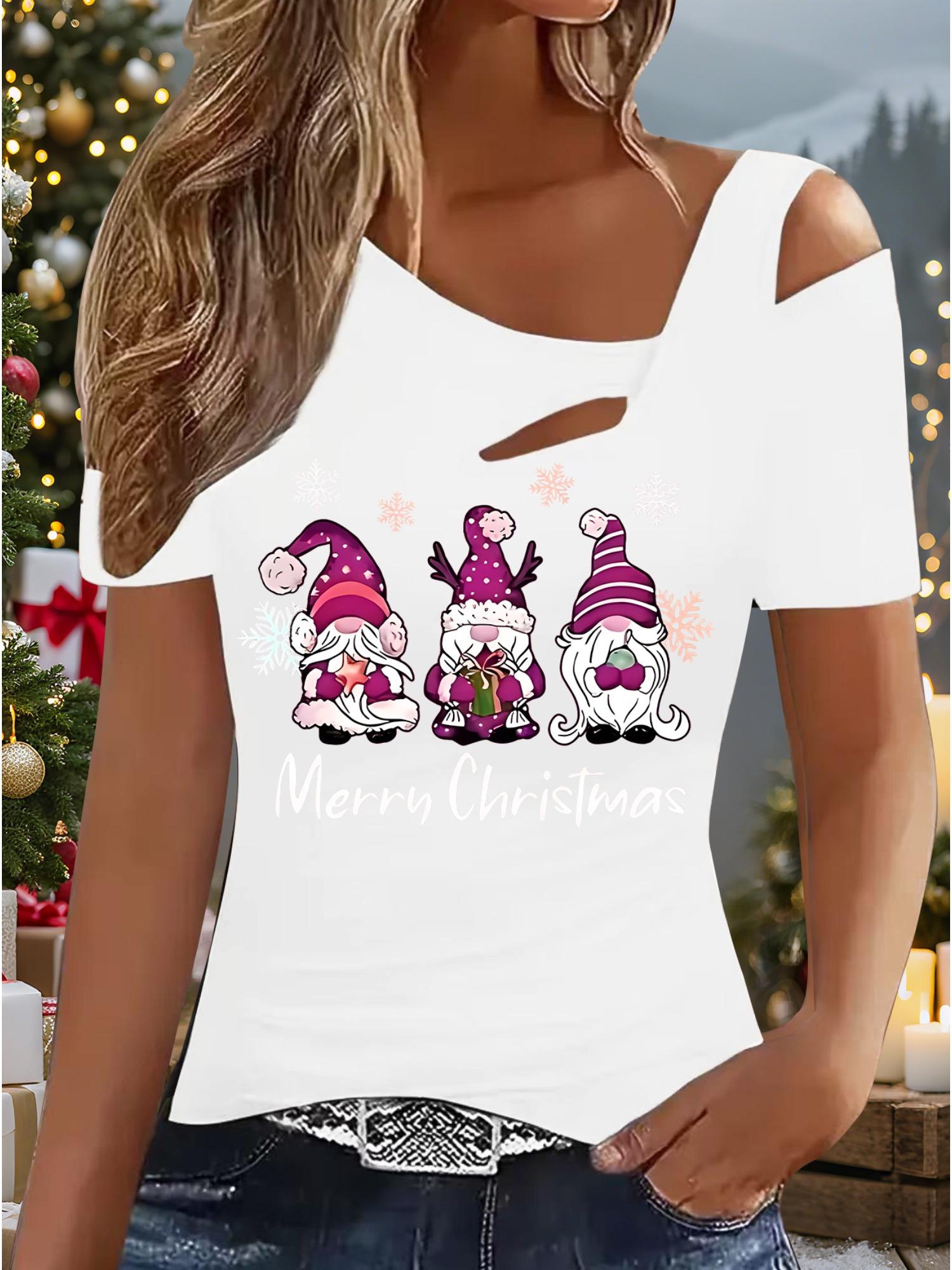 

Женский Новый Повседневный Топ Рождество Хэллоуин Рождественский Подарок Топы Рубашка Блузка XXL белый