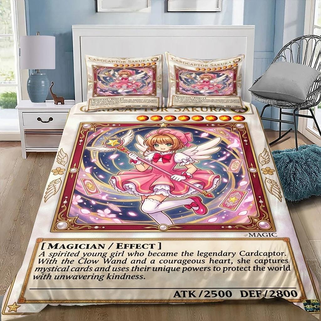 Anime C-Cardcaptor Sakura Love Child Duvet Cover Set HD Comforter Cover Bedclothes for Kids Bedding Sets Bedroom Decor