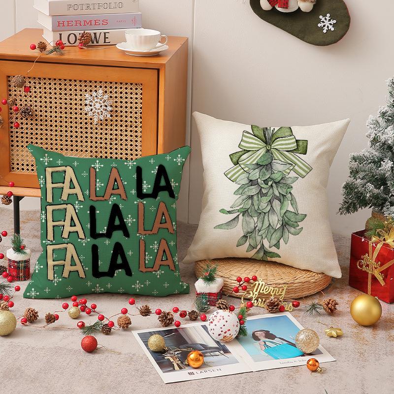 Christmas Pillow Cover Car Decoration Linen Print Pine Pillow Living Room Sofa Pillow Cushion