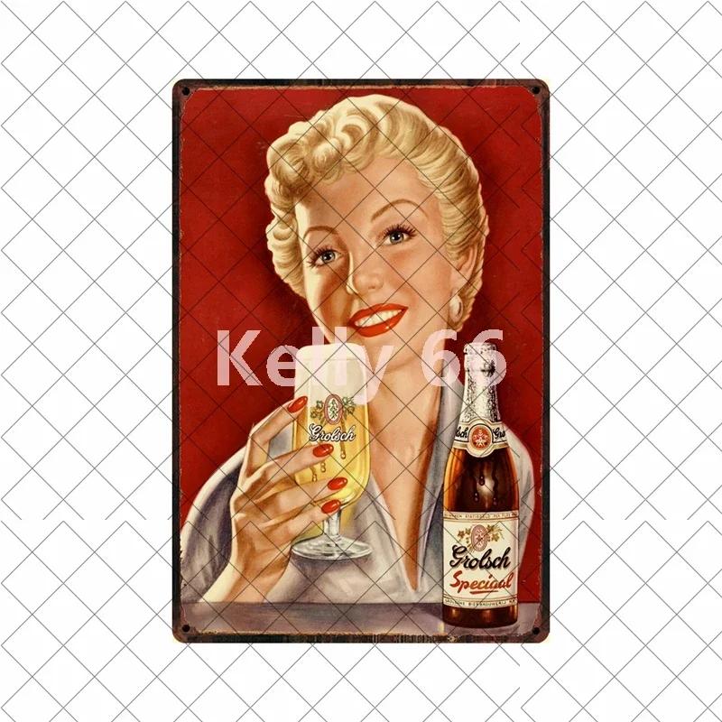 [Kelly66] Grolsch Herfst Bok Bere Rece Aici Artă din tablă Placă metalică Decor pentru casă Pictură 20*30 CM Mărime Dy221