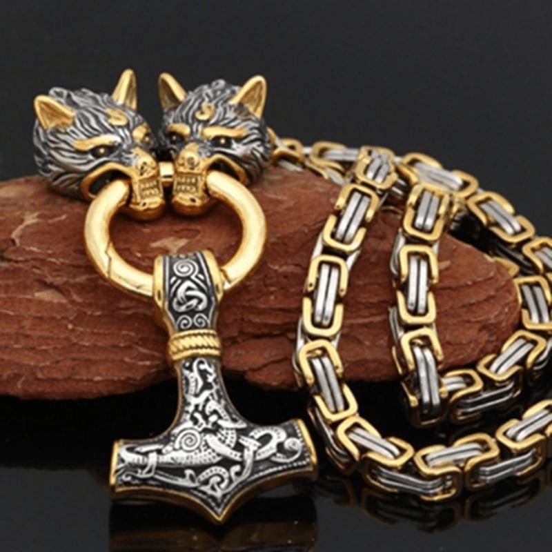 Vintage Nordic Men s Wolf Head Pirate Pendant Scandinavia Rune Nordic Men s Amulet Best Jewelry Necklace Pendant Necklace