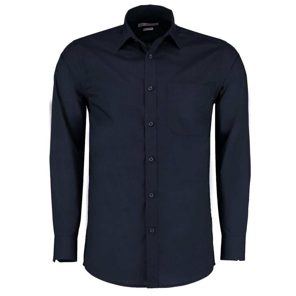 Kustom Kit Mens Poplin Tailored Long-Sleeved Formal Shirt