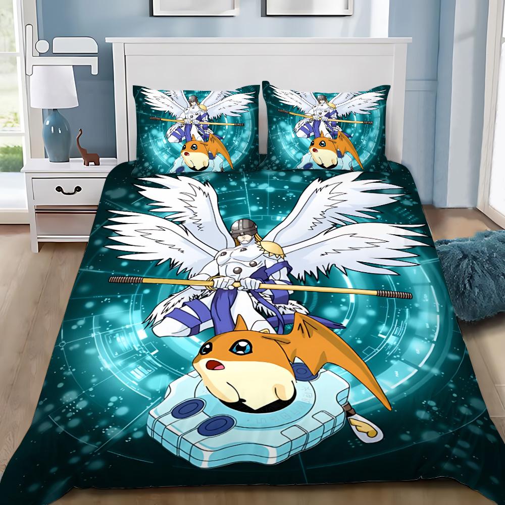 Cartoon Cover Pillowcase Bedding Set  D-DigimonS Greymons Adult Boy Girl Bedroom Decoration Children Single Double Large Size