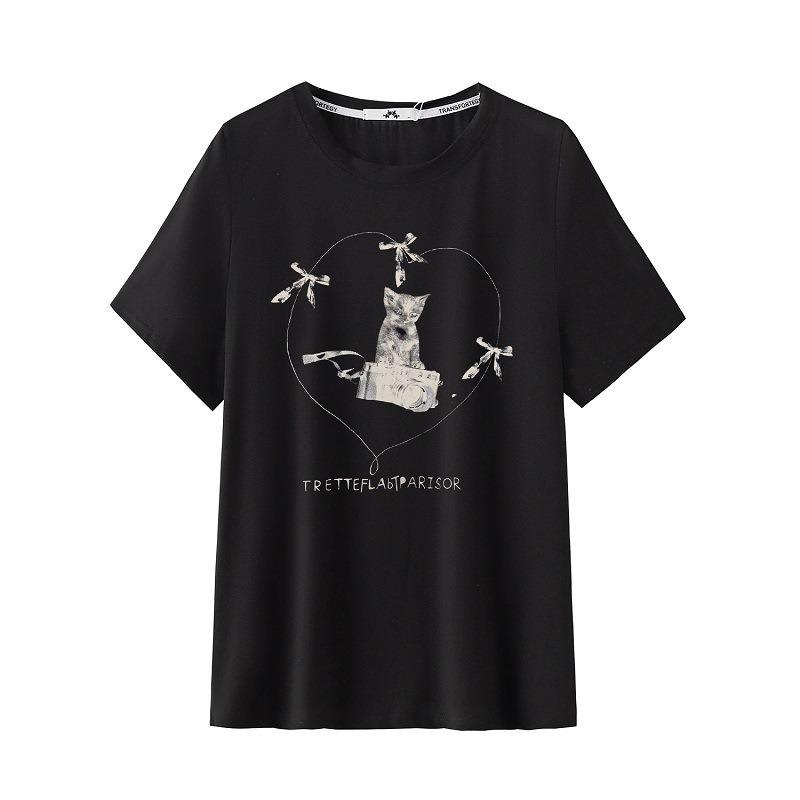Plus Size Women's Summer New Bow All Match Slimming Short Sleeved Top